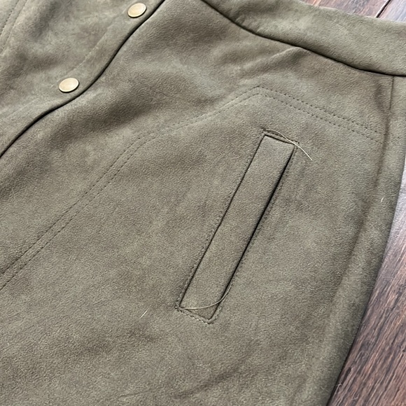 Faux Suede Olive Skirt - Picture 3 of 6